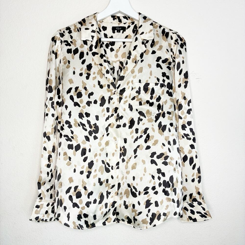Rails Rebel Abstract Animal Print Silk Button Up … - image 2